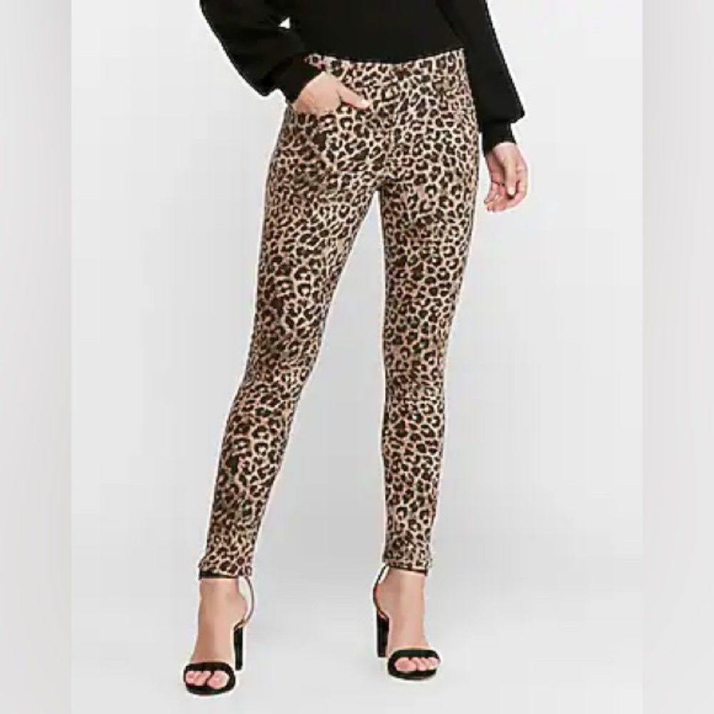 Express animal print leopard cheetah high waisted skinny jeans size 6